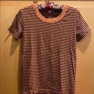 Striped peach and navy t shirt Anthropologie